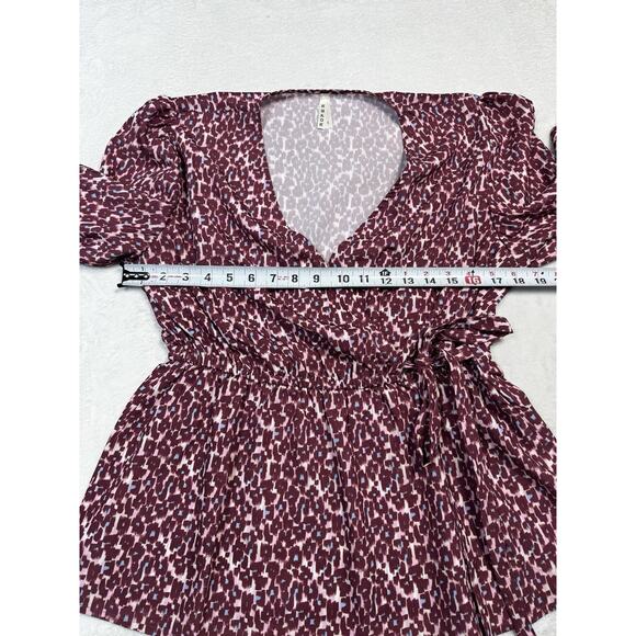 Roper Womens 2134 Leopard Red Multi 100% Polyester V-Neck Large Blouse - Picture 7 of 8